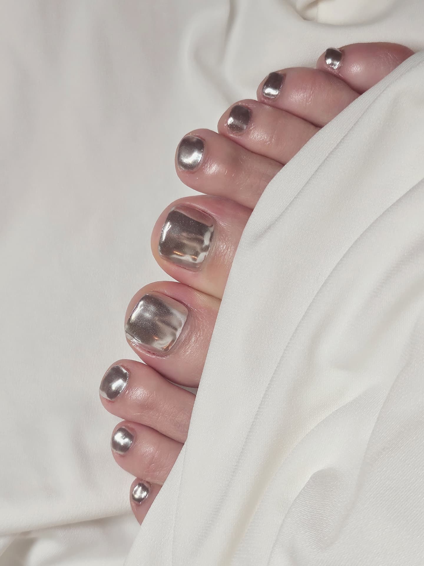 Silver Chrome Pedicure — Gel Pedicure